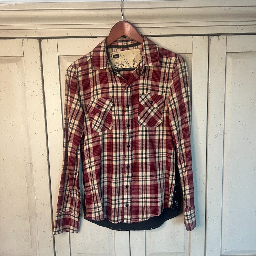 Blank Nyc Plaid Button Down With Sequin Back, Red… - image 4